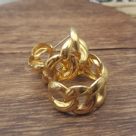 E297 high end fashion estate buckle hoops earrings - Picture 1 of 2